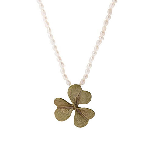 Unique design three-leaved clover jewelry vintage style pearl chain necklace 